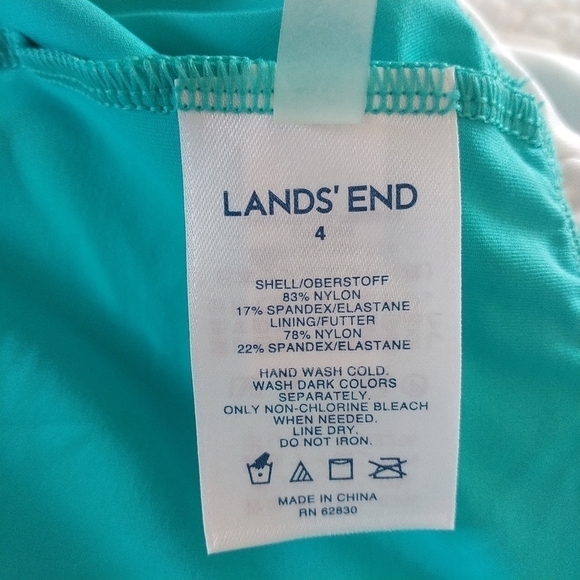 Land's End Sporty Racer back Straps Capri Aqua Tankini Swim Top 4 - Picture 8 of 11